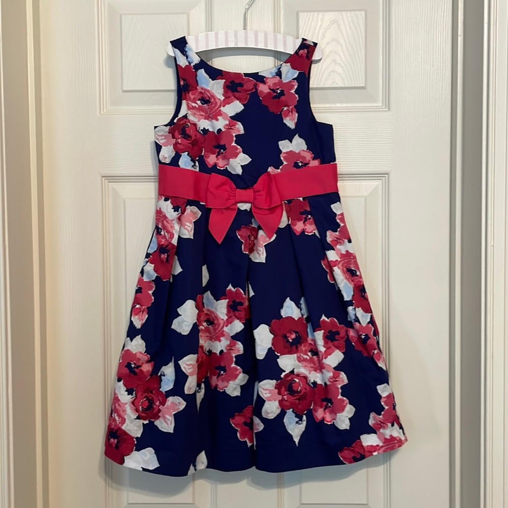 Janie and Jack navy and pink floral dress - Size 6